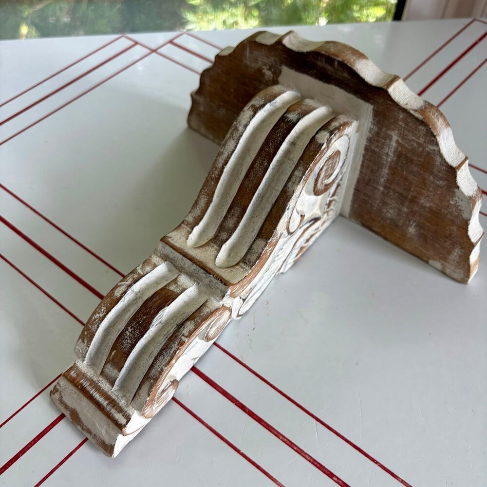 Distressed Vintage Wood Corbel Wall Shelf, Farmhouse Cottage Display